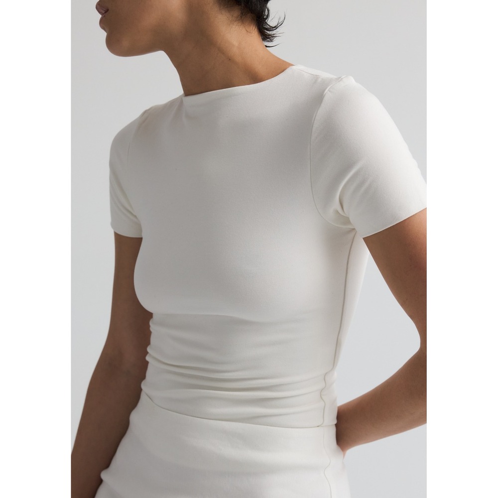 RE ONA Signature T-Shirt White Double Layered Short Sleeve Crew Neck Top Size M